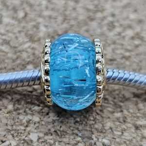 3/$30 🖤 GOLD AND BLUE MURANO CHARM BEAD FOR PANDORA